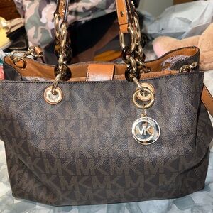 Michael Kors Black and Brown Signature Shoulder Bag